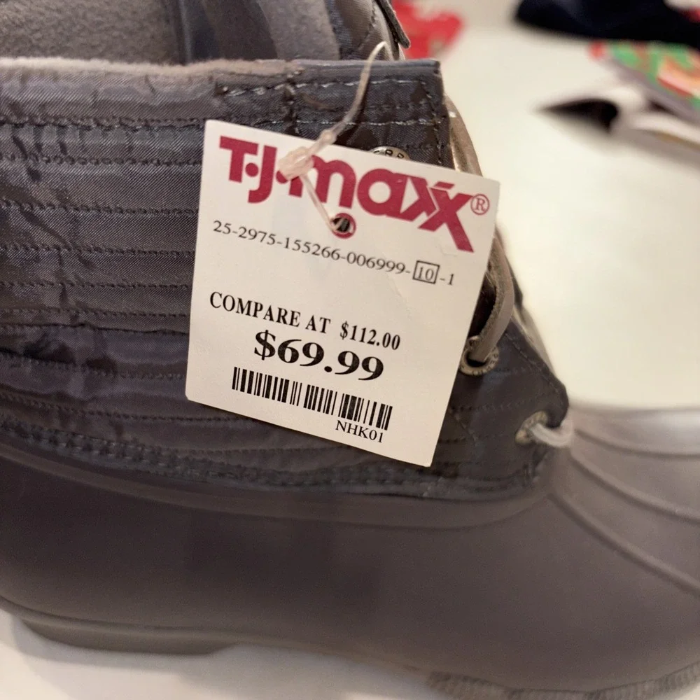 Sperry Saltwater‎ Duck Boots Metallic Silver Grey Rain Snow Women Sz 10